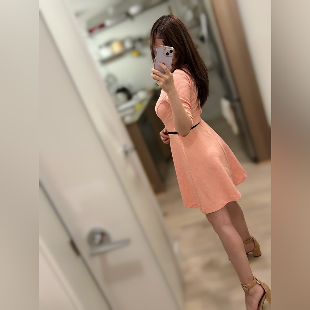 Dynamite Fit and Flare Dress, XS, Peach, Women's Flare Dress, Dinner Party Dress